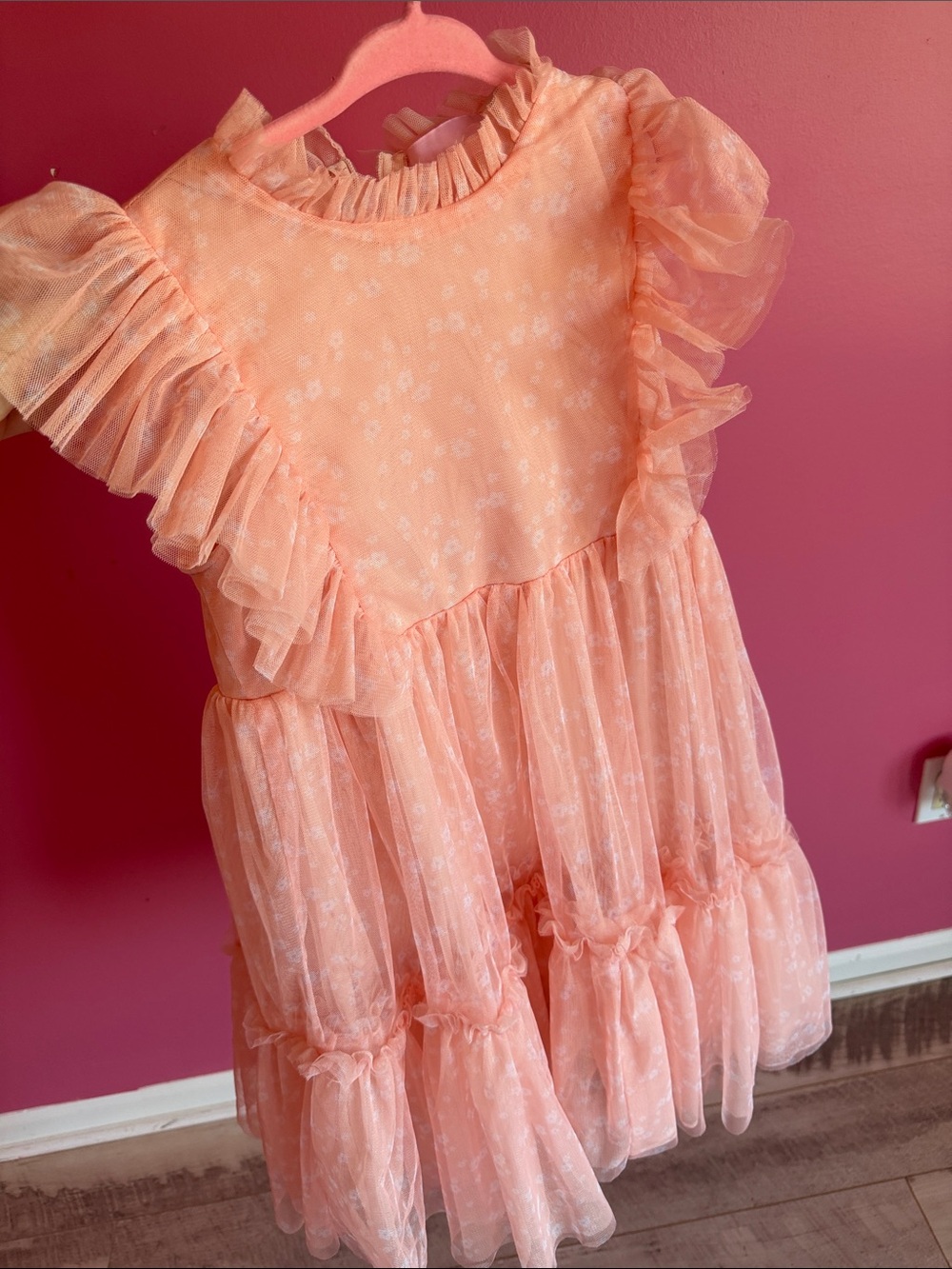 Peach Ruffle Tulle Kids Dress